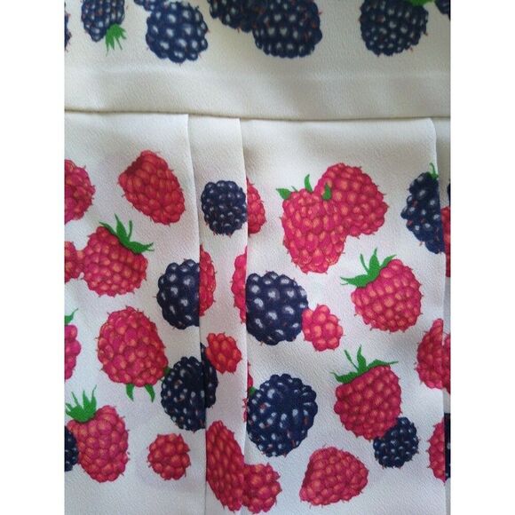 J Crew Designer Pleated Novelty Berry Print Pleated Skirt HiddenZip Line… - Picture 8 of 9
